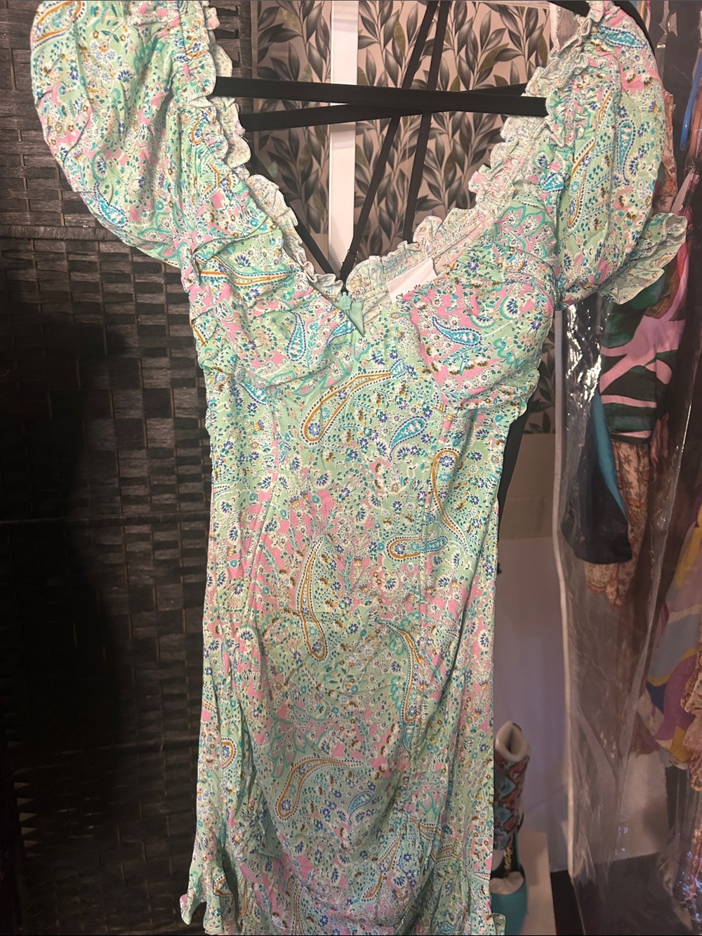 Show Me Your MuMu Mint & Pink Paisley Ruffle One-Piece